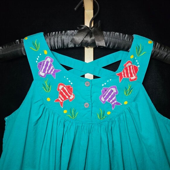 Sea Wind Vtg Embroidered Lounge Dress M - Picture 3 of 9